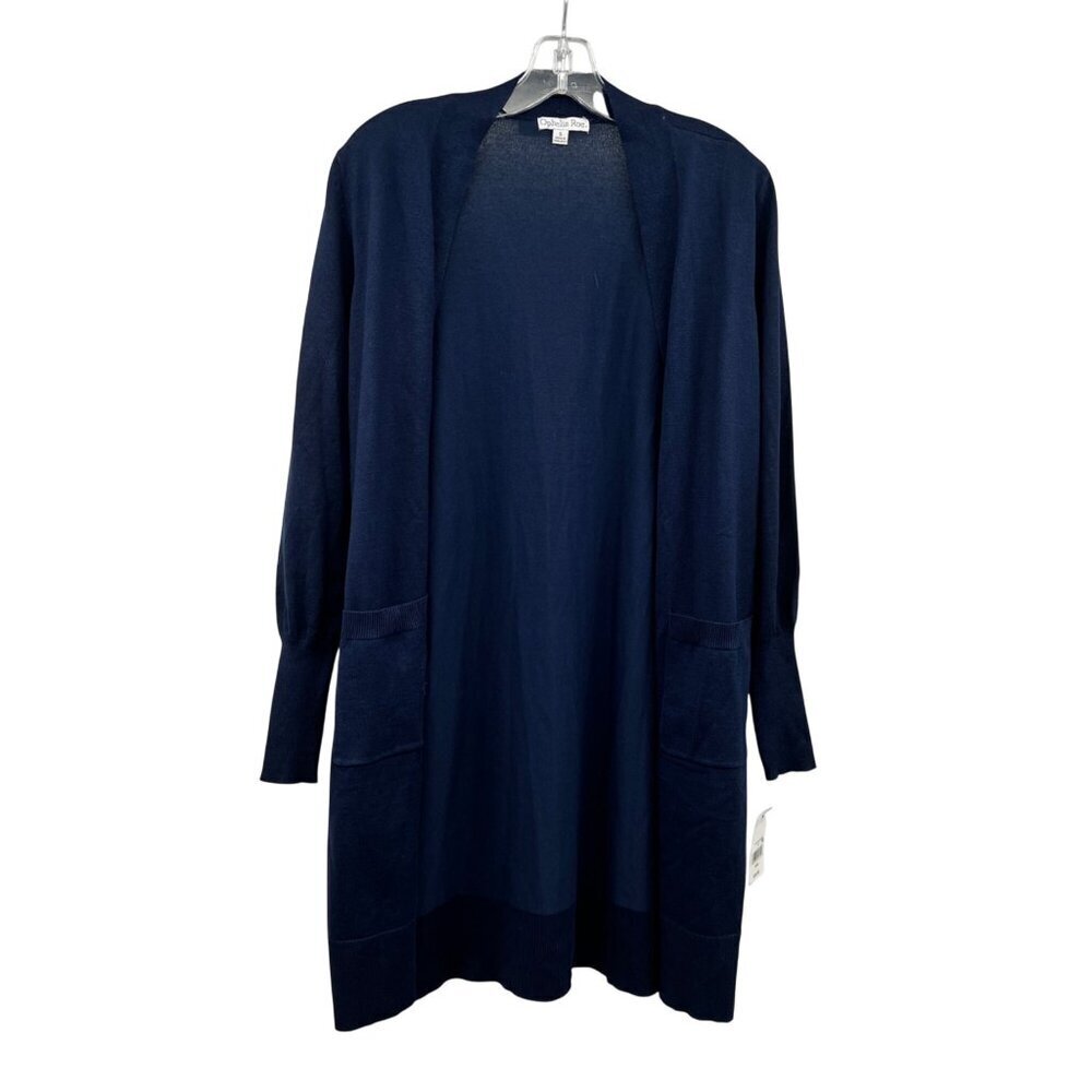 Ophelia Roe Womens Duster Cardigan Open Blue Size Small New Pockets